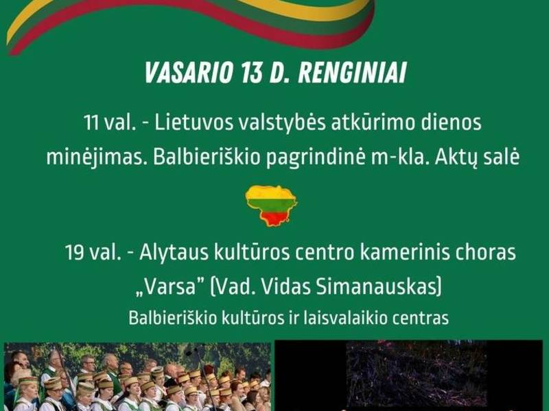 Renginiai, skirti Lietuvos valstybės atkūrimo dienai